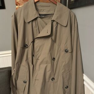 London Fog Men’s Double Breasted Belted Tan Lined Trench Coat Size 42 Regular